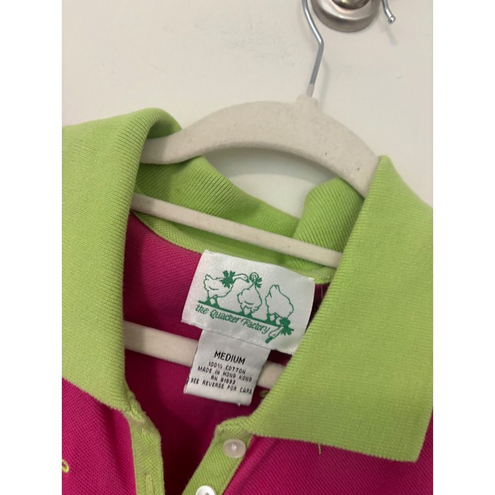 Quacker Factory Pink Lime Hippie Boho Y2K 00s Dragonfly Polo Maxi Dress Women M - Picture 3 of 6